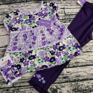 Gymboree Whooo's Cute 4T Purple Leggings Shirt Hair Curly Clips Outfit NWT